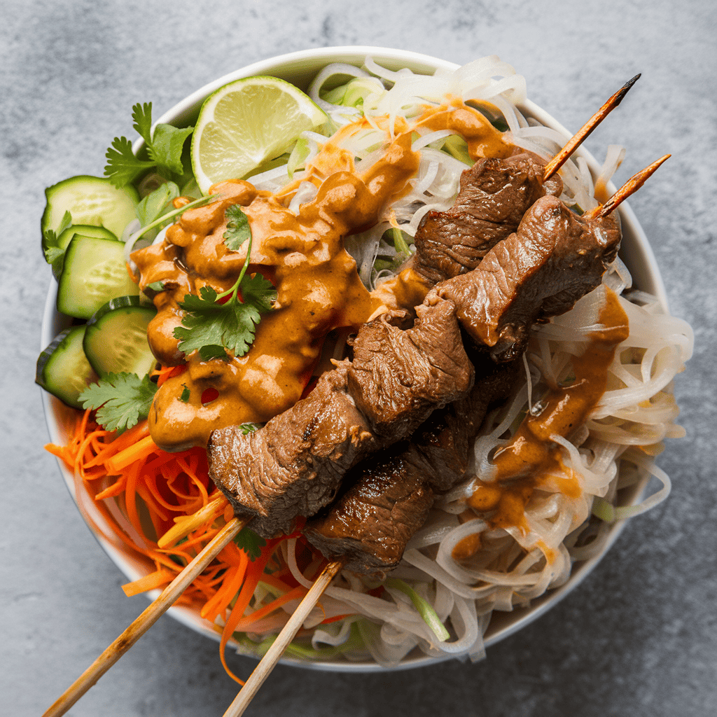 Beef Satay Bowl with Vermicelli & Vegetables