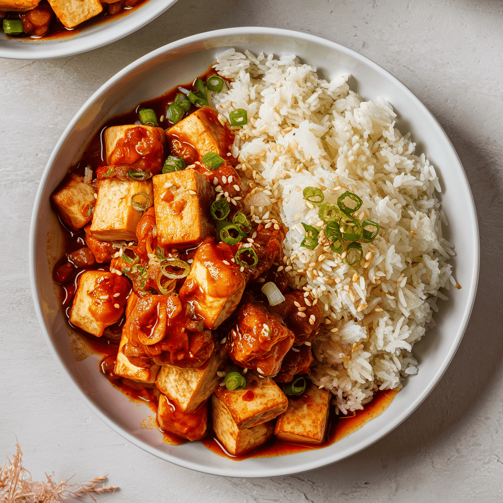 Korean Chili Tofu, Jasmine Rice