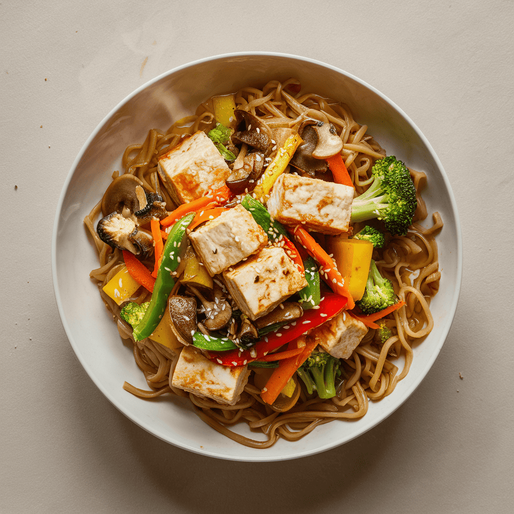 Kung Pow Tofu Vegetables stir fry , Noodles