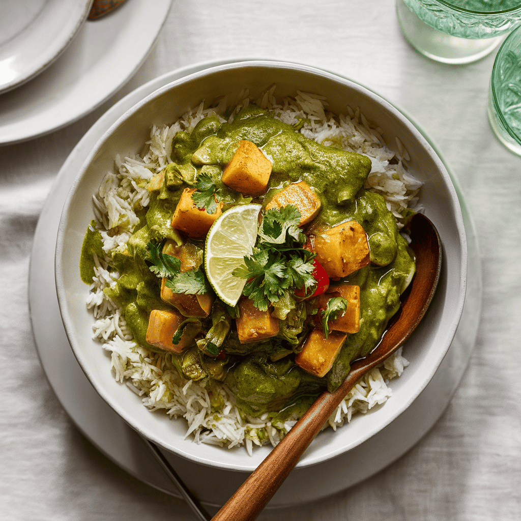 Thai Green Soya Chunks Vegetable Curry with Jasmine Rice