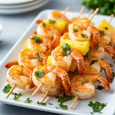 Cilantro Lime Pineapple Shrimp Skewers 