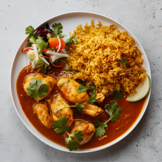 [Halal] Middle Eastern Chicken Curry with Rice Pilaf 